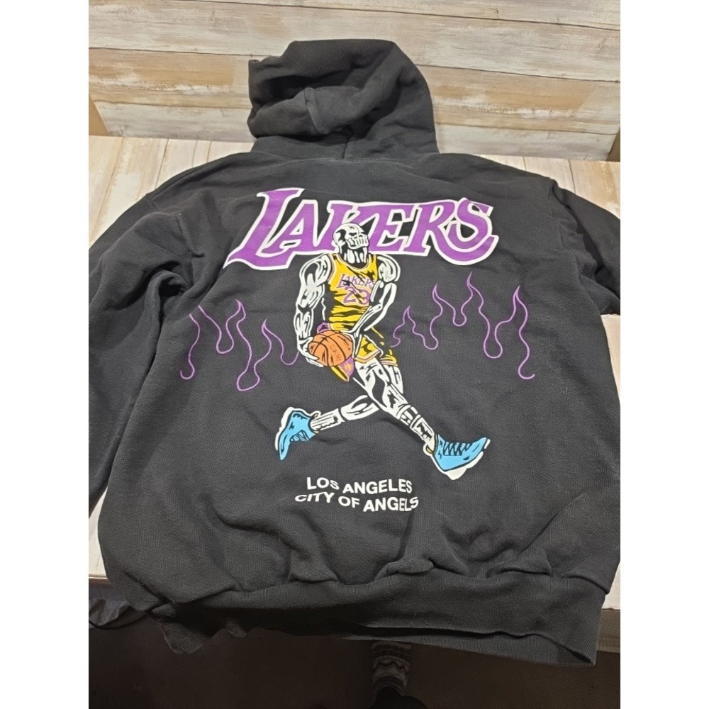 Warren Lotas Los Angeles Lakers City of Angels Hoodie Black Mens Large Skeleton